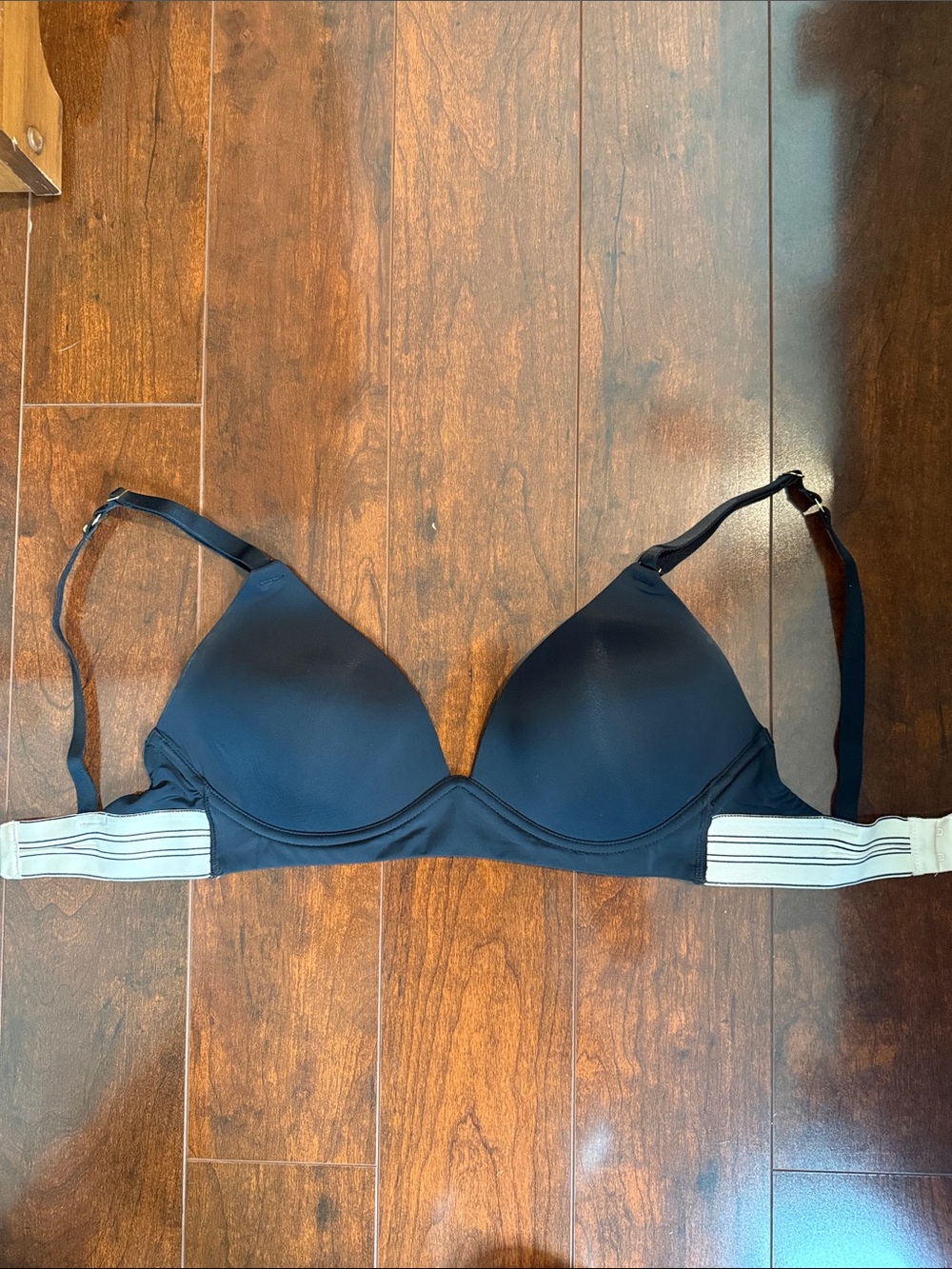 Lively Black Bra with White Striped Elastic Band